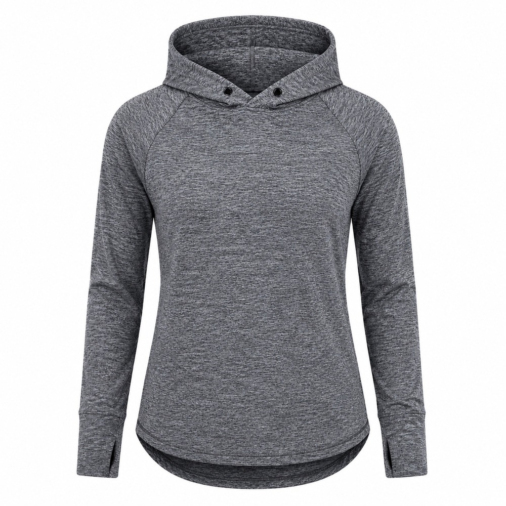 Athleta Gray Long Sleeve Hoodie Thumbhole Activewear Top Small Running pullover